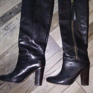 COACH Black Leather Boots w/ tassel zipper sz 7 super sharp!